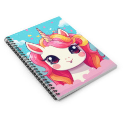 Cute Kawaii Pink Themed Unicorn Spiral Notebook - Ruled Line, 8" x 6"