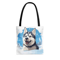 Siberian Husky Playing In The Snow Tote Bag