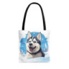 Siberian Husky Playing In The Snow Tote Bag