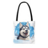 Siberian Husky Playing In The Snow Tote Bag