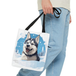 Siberian Husky Playing In The Snow Tote Bag