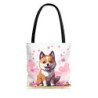 Shiba Inu On A Pink Cherry Blossom Themed Background Tote Bag