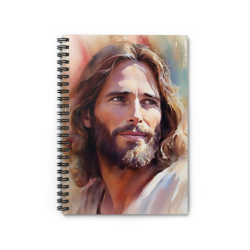 Watercolor Portrait of Jesus Christ Spiral Notebook  - Ruled Line, 8" x 6"