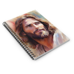 Watercolor Portrait of Jesus Christ Spiral Notebook  - Ruled Line, 8" x 6"