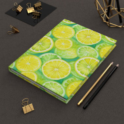 Bright Watercolor Lemon and Lime Slices Journal, Matte,  8" x 5.7"