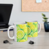 Bright Watercolor Lemon and Lime Slices Ceramic Mug 11oz