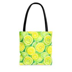 Bright Watercolor Lemon and Lime Slices Tote Bag