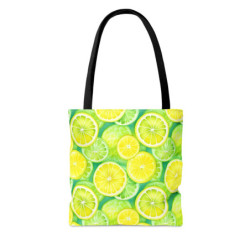 Bright Watercolor Lemon and Lime Slices Tote Bag