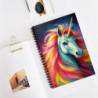 Beautiful Fairy Tale Rainbow Colored Unicorn Spiral Notebook  - Ruled Line, 8" x 6"