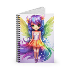 Beautiful Fairy Tale Rainbow Colored Fairy Spiral Notebook  - Ruled Line, 8" x 6"