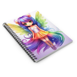 Beautiful Fairy Tale Rainbow Colored Fairy Spiral Notebook  - Ruled Line, 8" x 6"