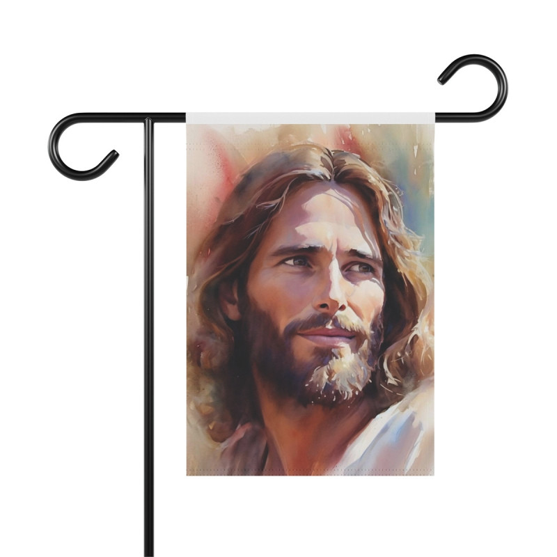 Watercolor Portrait of Jesus Christ House & Garden Flag Banner