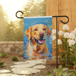 Golden Labrador Retriever Dog In the Water House & Garden Flag Banner