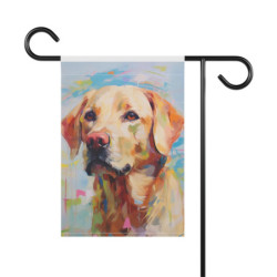 Abstract Golden Labrador Retriever Dog Portrait House & Garden Flag Banner