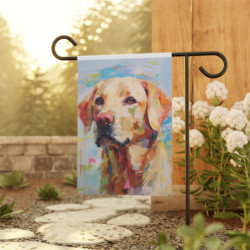 Abstract Golden Labrador Retriever Dog Portrait House & Garden Flag Banner