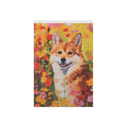 Abstract Shiba Inu Dog in A Summer Garden House & Garden Flag Banner