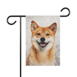 Shiba Inu Dog in the Snow Winter Scene Garden & House Flag Banner