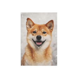 Shiba Inu Dog in the Snow Winter Scene Garden & House Flag Banner