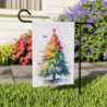 Rainbow Watercolor Christmas Tree Garden & House Flag Banner