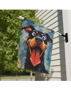 Beautiful dog design house and garden flags or banners.